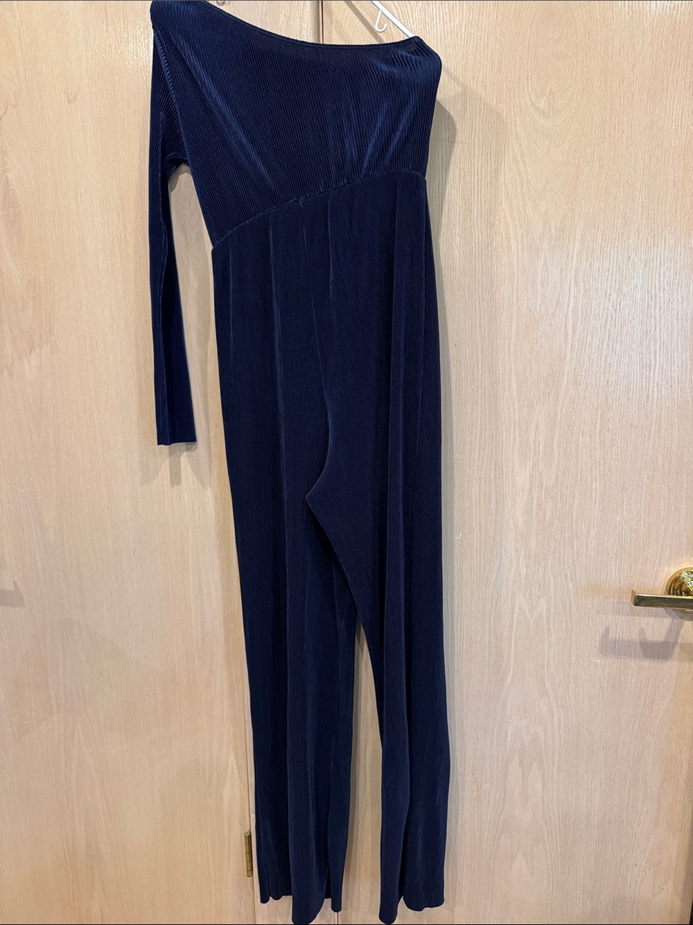 ASOS Maternity Navy One-Shoulder Long-Sleeve Jumpsuit